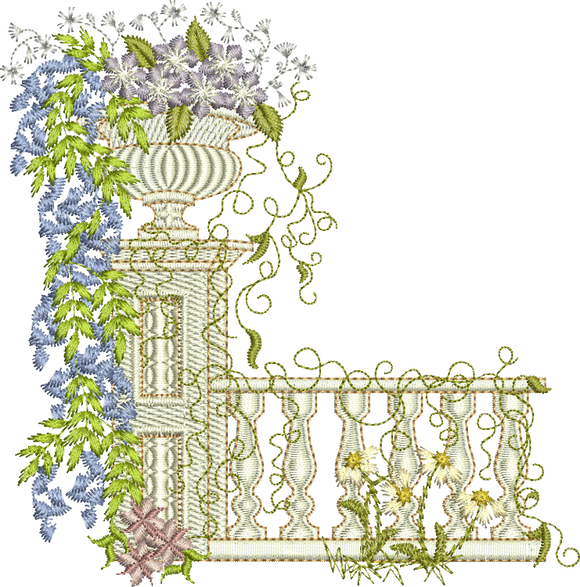 Floral Garden Scene C Embroidery Motif - 05 by Sue Box