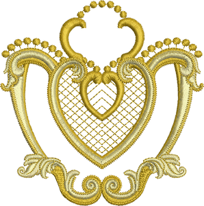 Gold Heart Embroidery Motif - 05 - Golden Classic - by Sue Box