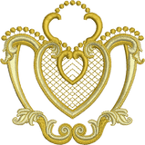 Gold Heart Embroidery Motif - 05 - Golden Classic - by Sue Box