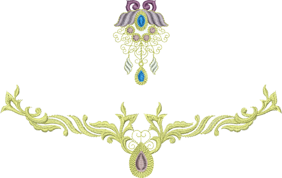 Jewel Flower 1 and Jewel Motif D - Embroidery Design - 05 by Sue Box