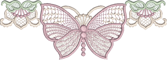 Cutwork Butterfly and Flower Border Embroidery Motif - 06 by Sue Box