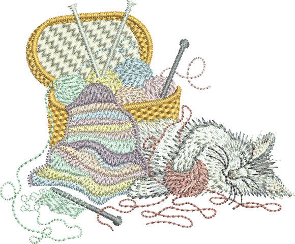 Kitten Embroidery Motif - 06 by Sue Box