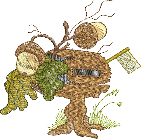 Mail Box and Acorns Embroidery Motif - 06 by Sue Box