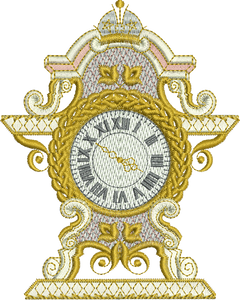 Antique Clock Embroidery Motif - 07 -  A Romantic Era - by Sue Box
