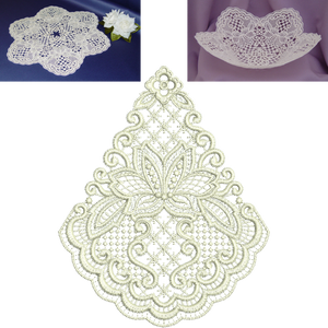 Lacy Flower Doily and Bowl Set Embroidery Motif by Sue Box