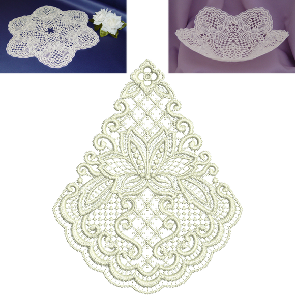 Lacy Flower Doily and Bowl Set Embroidery Motif by Sue Box
