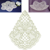 Lacy Flower Doily and Bowl Set Embroidery Motif by Sue Box