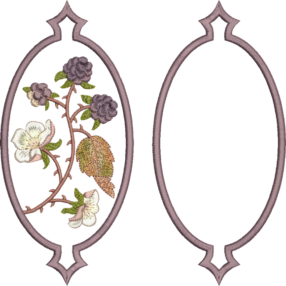 Blackberry Oval 3 and Bonus Oval Embroidery Motif - 07 by Sue Box