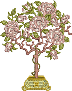 Rose Tree Embroidery Motif - 07 - Golden Classic - by Sue Box