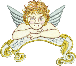 Cherub Embroidery Motif - 08 by Sue Box