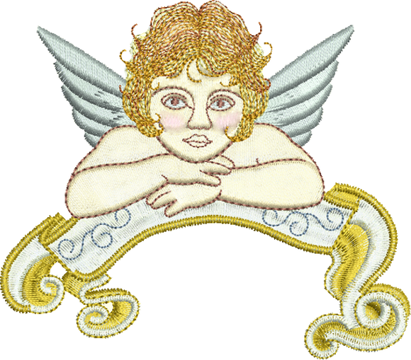 Cherub Embroidery Motif - 08 by Sue Box