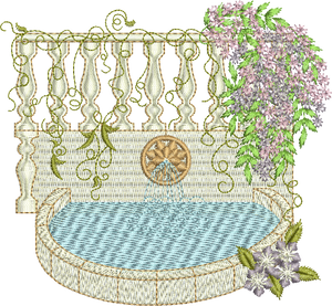 Floral Garden Scene D Embroidery Motif - 08 by Sue Box