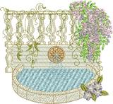 Floral Garden Scene D Embroidery Motif - 08 by Sue Box