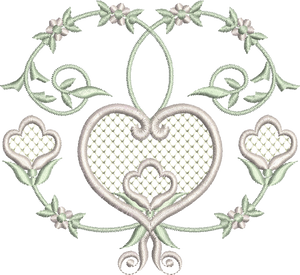 Heart and Flowers Design Embroidery Motif - 08 by Sue Box
