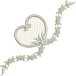 Heart and Flowers Bow Embroidery Motif - 09 by Sue Box