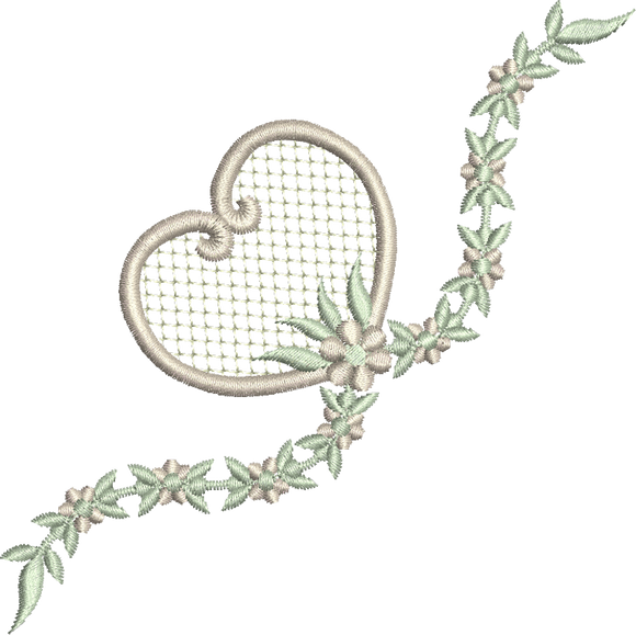 Heart and Flowers Bow Embroidery Motif - 09 by Sue Box