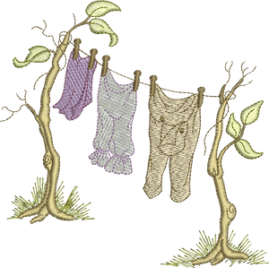 Washing Line Embroidery Motif - 09 by Sue Box