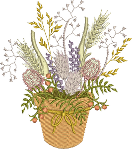 Wildflowers In Pot Embroidery Motif - 09 - by Sue Box