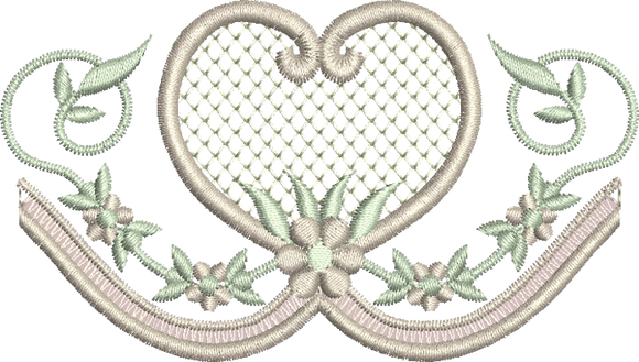 Heart and Flower Border Embroidery Motif - 10 by Sue Box