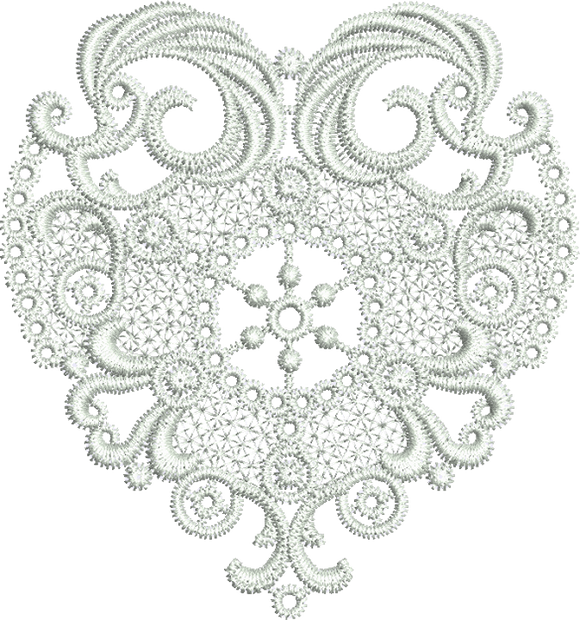 Lace Heart - FSL Embroidery Motif - 10 by Sue Box