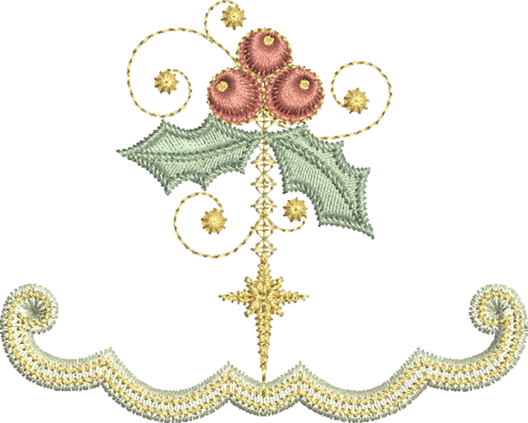 Christmas Straight Holly Border Embroidery Motif - 10 by Sue Box