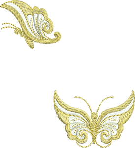 Butterfly A and Butterfly B Gold Embroidery Motifs - 11 by Sue Box