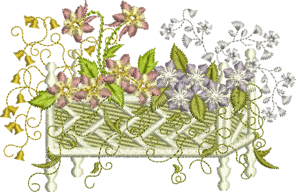 Flower Planter Box Embroidery Motif - 11 by Sue Box