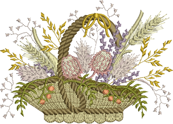 Wildflowers In Basket Embroidery Motif - 11 by Sue Box
