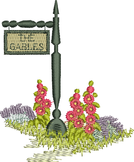 Gables Garden Sign Embroidery Motif - 12 by Sue Box