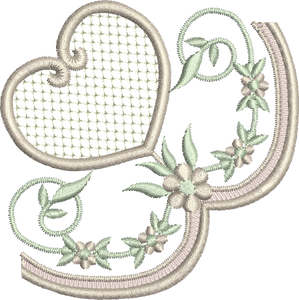 Heart and Flowers Border Corner Embroidery Motif - 12 by Sue Box
