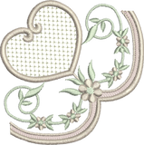 Heart and Flowers Border Corner Embroidery Motif - 12 by Sue Box