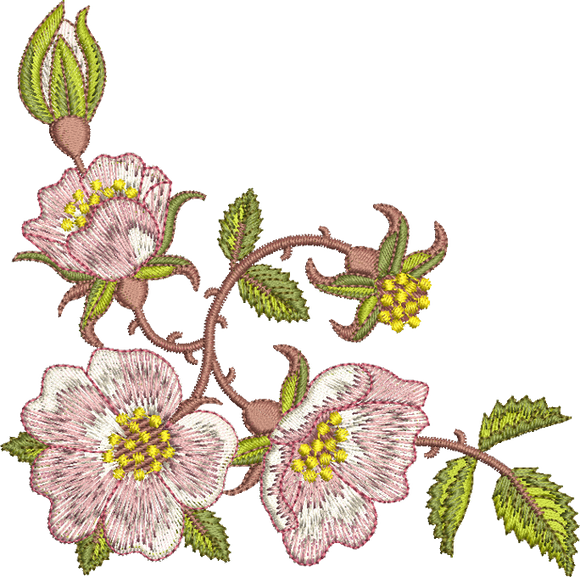 Rose Corner Embroidery Motif -13 - Golden Classic - by Sue Box