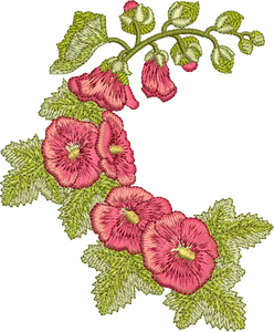 Hollyhock Design Embroidery Motif - 13 by Sue Box