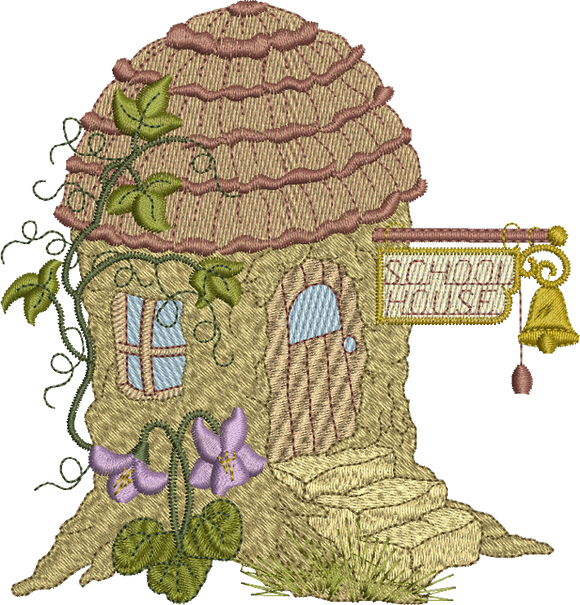 Hedgehog School House Embroidery Motif - 13 by Sue Box