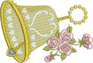 Bell and Roses Embroidery Motif - 14 by Sue Box