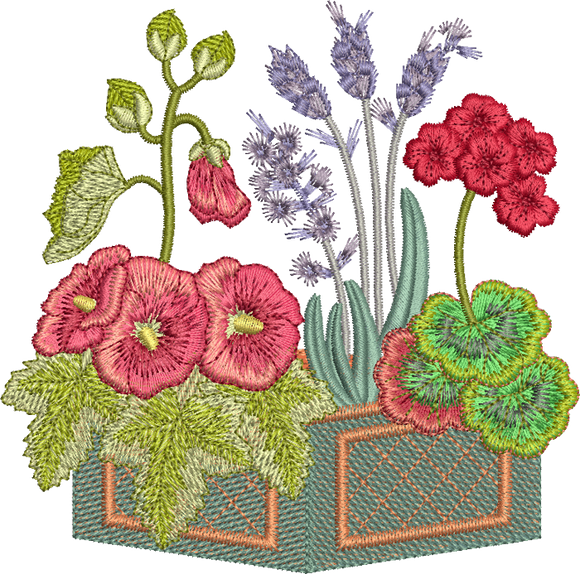 Country Flowers Embroidery Motif - 14 by Sue Box