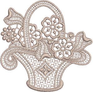 Lace - Old Lace Basket Embroidery Motif - 14 by Sue Box