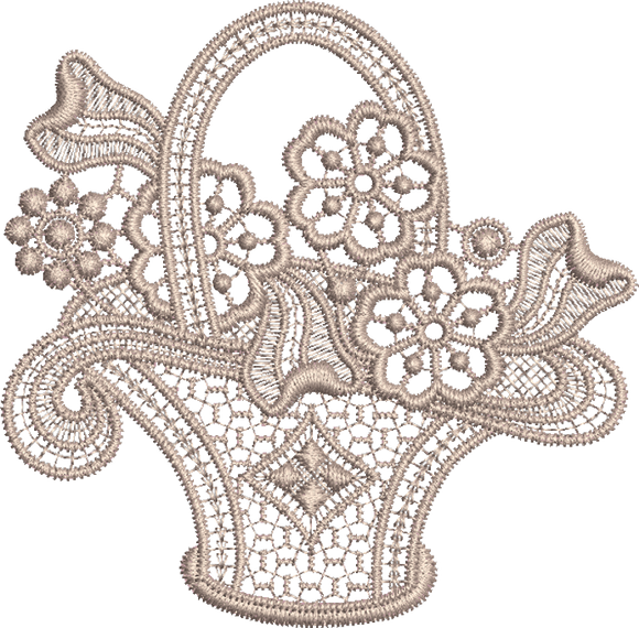 Lace - Old Lace Basket Embroidery Motif - 14 by Sue Box