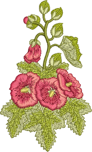 Hollyhock Flowers Embroidery Motif - 15 by Sue Box