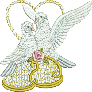 Dove Love Birds Embroidery Motif - 15 by Sue Box
