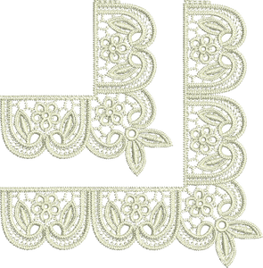 Lace Peridot Border Corners Embroidery Motif - 15 by Sue Box
