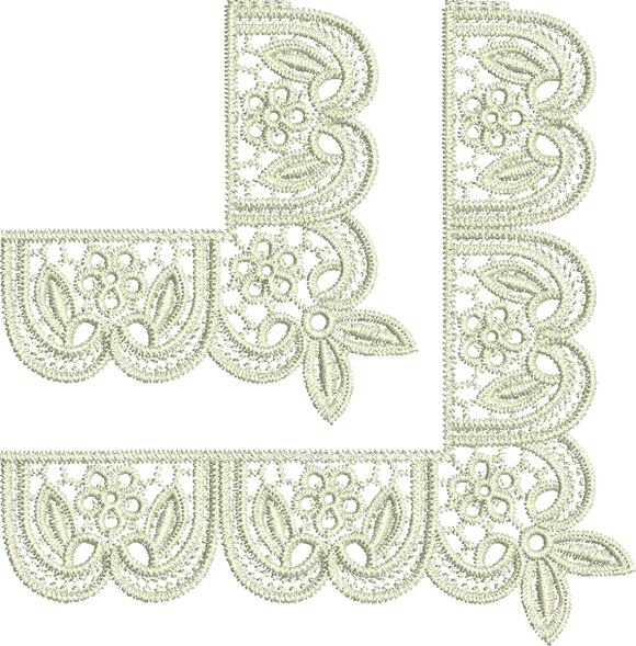 Lace Peridot Border Corners Embroidery Motif - 15 by Sue Box