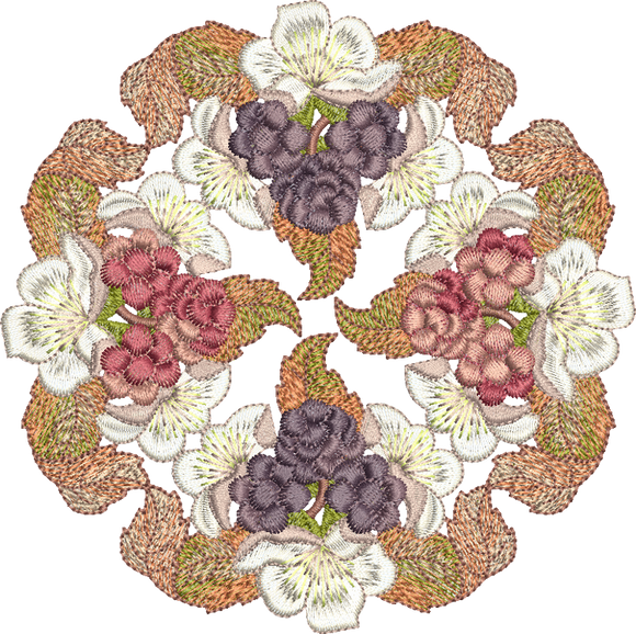 Blackberries and Bramble Design x 4 Embroidery Motif - 16 by Sue Box