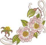 Briar and Ribbon Corner Embroidery Motif - 16 by Sue Box