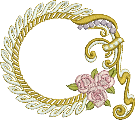 Wreath and Roses Embroidery Motif - 16 by Sue Box