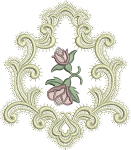 Frame - Rose Buds Embroidery Motif - 17  A Romantic Era - by Sue Box