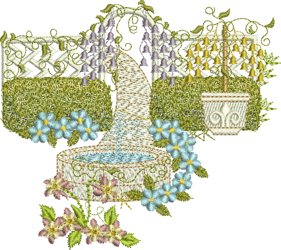 Floral Garden Scene A Embroidery Motif - 17 by Sue Box