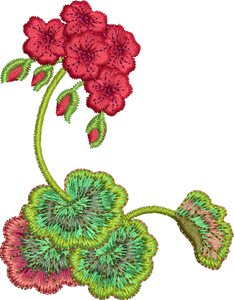 Geranium Flower Corner 1 Embroidery Motif - 17 by Sue Box