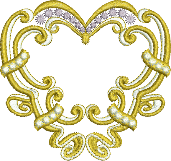 Gold Heart Embroidery Motif - 18 by Sue Box