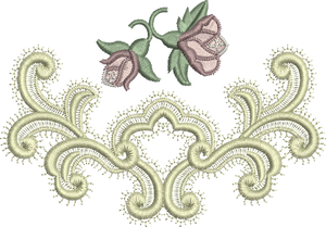 Oriel and Rose Buds Embroidery Motif - 18 by Sue Box